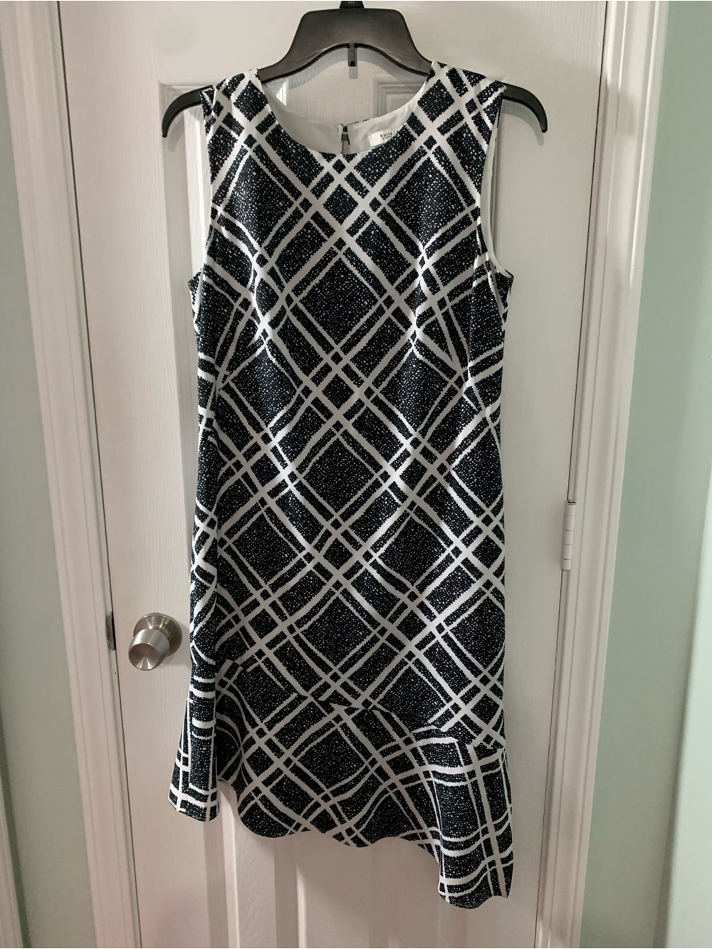 White House Black Market Black and White Plaid Midi Dress